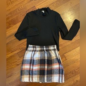 Fall Plaid Skirt & Blouse size 8